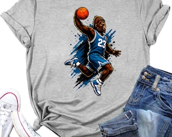 Gorilla Dunking Basketball T Shirt, Funny Bigfoot Sports Joke Tee, Novelty Animal Tee, Unisex Men/Women Top Adults