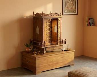 Handcrafted Wooden Home Temple Prayer Cabinet Shrine