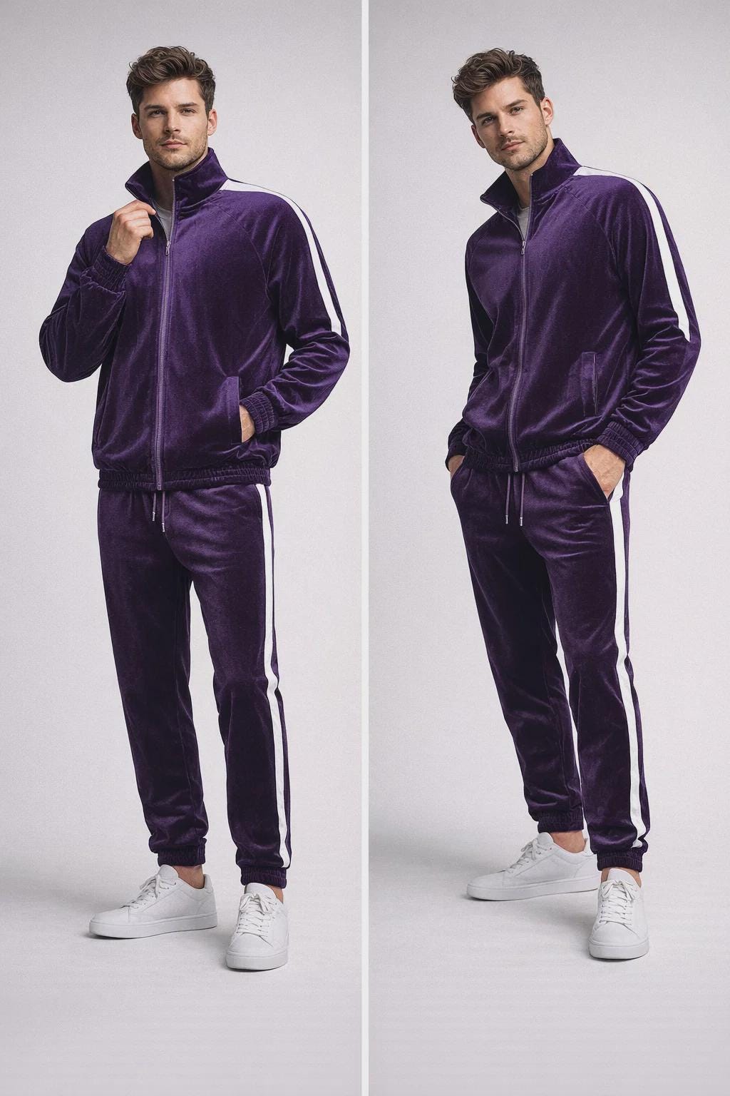 【希少】50s hartag S/S Cotton Velvet Sweat Blue Velour Tracksuit - Etsy
