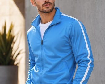 Herren Polyester Trainingsanzug Full Zip Sportlich Jogging Set Fitness-Studio Training Activewear
