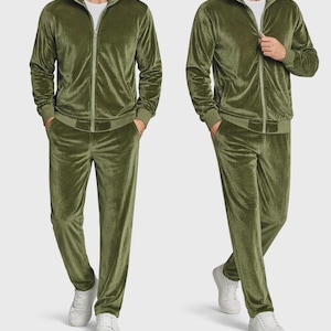 Herrträningsset i sammet med dragkedja och byxor, loungewear-kostym