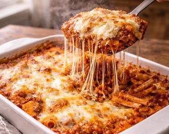 Baked Ziti Recipe Pdf, Cheesy Oven Pasta Dinner, Easy Family Meal, Instant Download