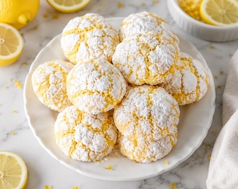 Pdf de recette de biscuits froissés au citron, biscuits moelleux aux agrumes, cuisson facile, dessert à téléchargement immédiat