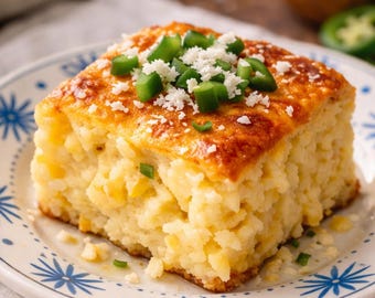 Receta de pudín de pan de maíz dulce en PDF (descarga instantánea) – Guarnición fácil y reconfortante