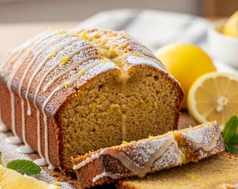 Receta de bizcocho de limón en PDF, descarga instantánea, bizcocho denso y húmedo.