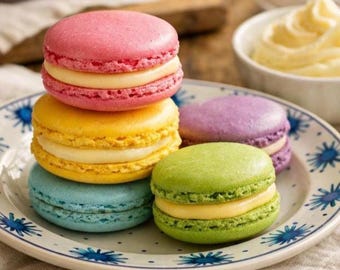 Ricetta dei macaron in formato PDF, download immediato, macaron francesi passo dopo passo, gusci e ripieni lisci.