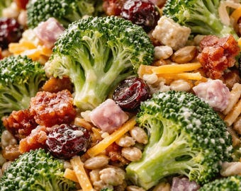 Receta de ensalada de brócoli casera fácil y saludable. Guía paso a paso para imprimir en PDF.