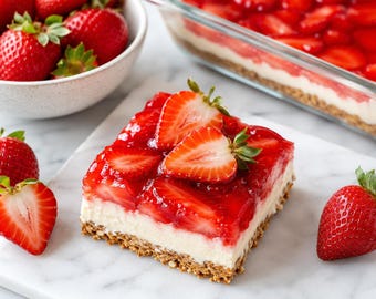Strawberry Pretzel Salad Recipe Pdf, Instant Download, Sweet Strawberry Dessert, Cream Cheese Layer