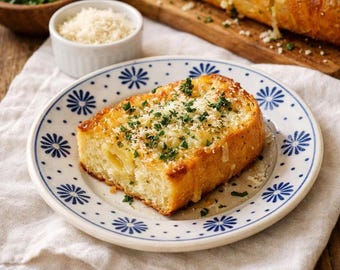 Ricetta del pane all'aglio in formato PDF, download immediato, pane croccante e burroso, da cuocere in forno o nella friggitrice ad aria.