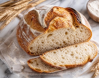 Ricetta del pane a lievitazione naturale (download immediato), guida per una pagnotta artigianale croccante