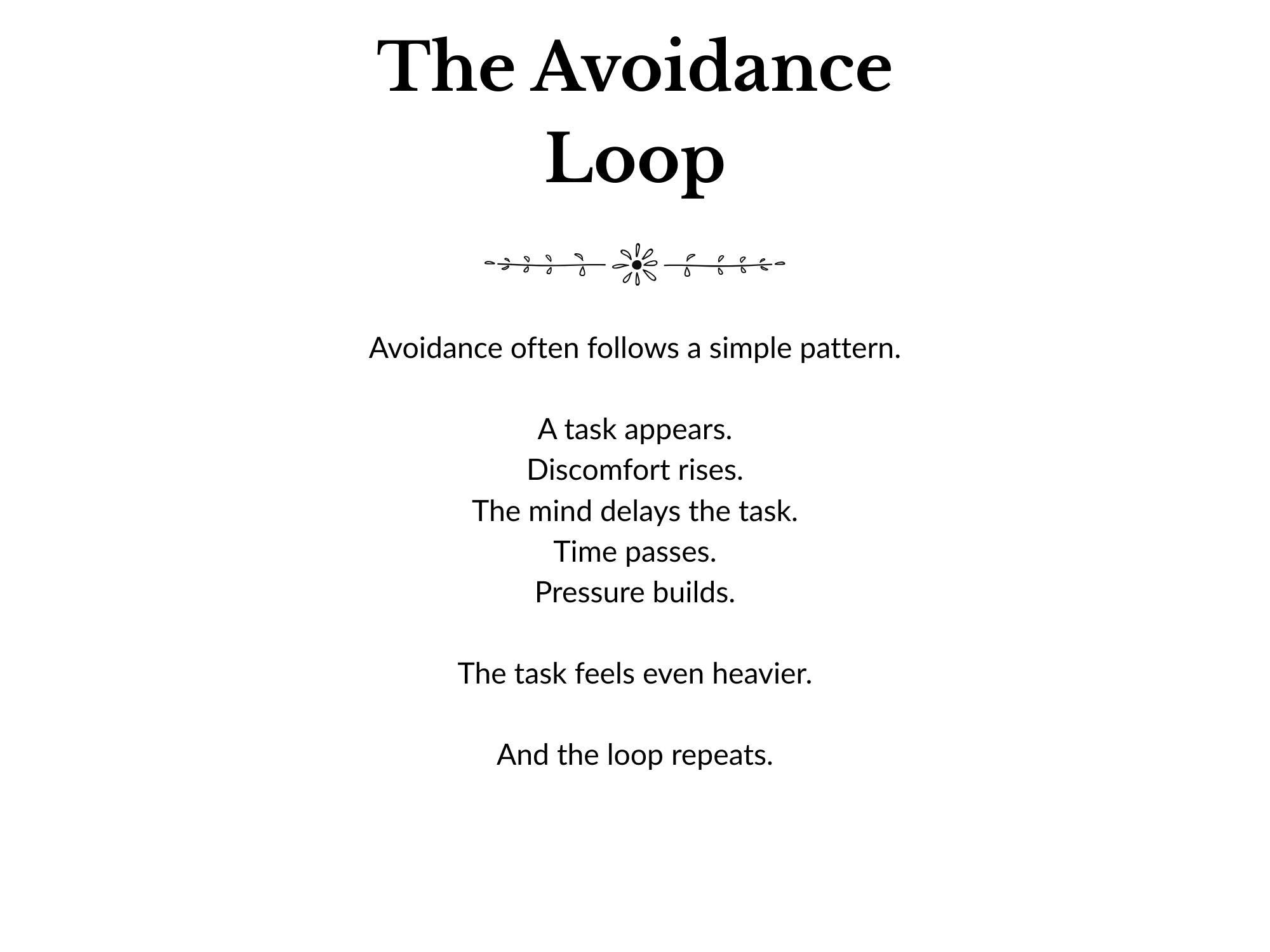 The Avoidance Loop Stop Avoiding Tasks Printable Guide 5 Minute Start ...