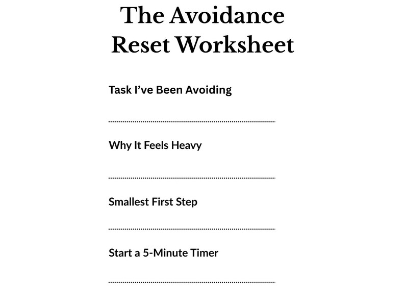 Task Avoidance Examples The Avoidance Loop Stop Avoiding Tasks Printable Guide 5 Minute Start ...