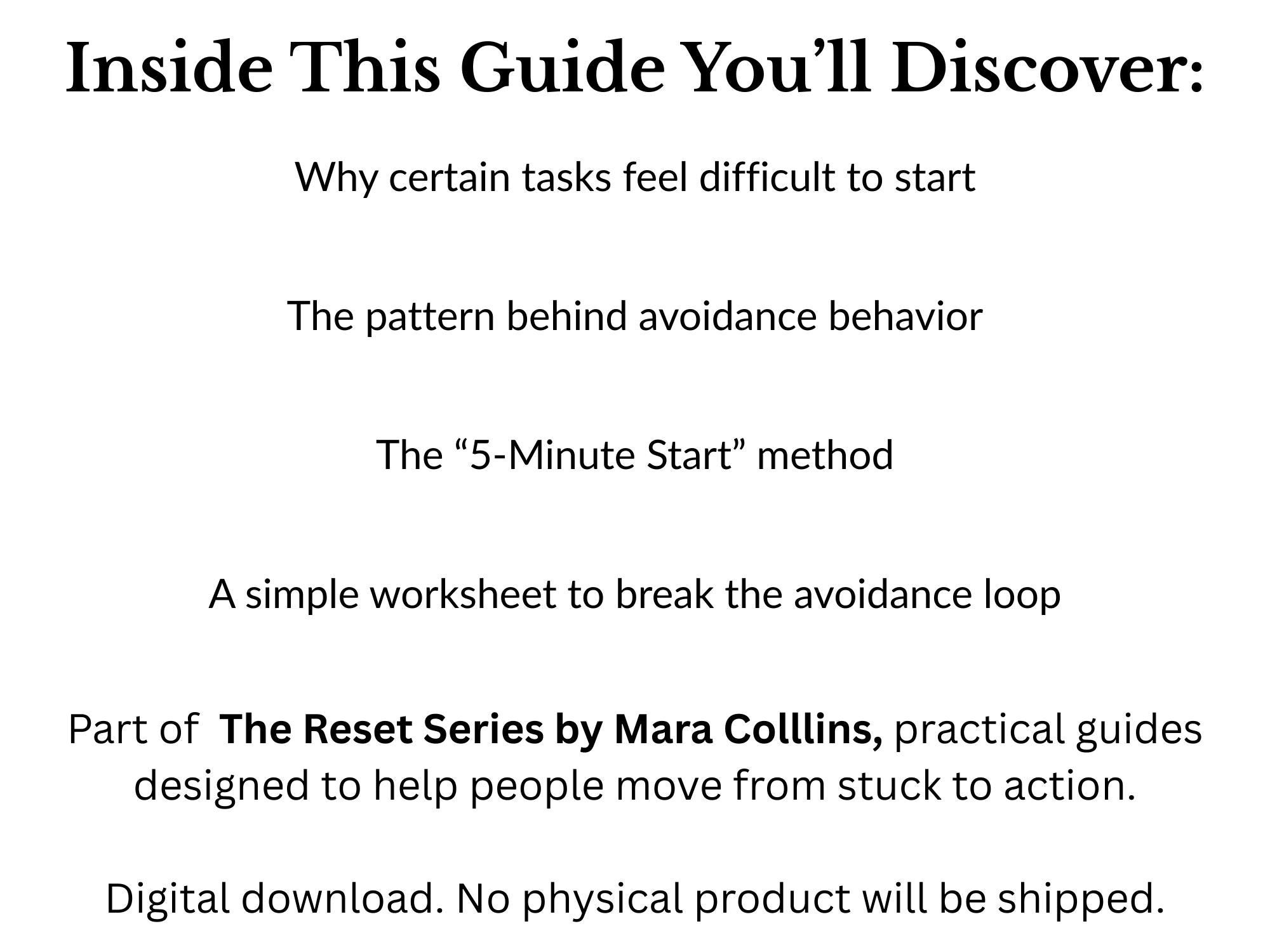 The Avoidance Loop Stop Avoiding Tasks Printable Guide 5 Minute Start ...
