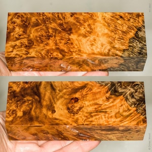 Stabilized wood golden amboyna burl block | Knife Handle Material | MJ_0642