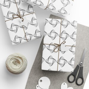 Monochrome Geometric Wave Wrapping Paper | Seamless Gift Wrap Pattern | Modern Abstract Wrapping Paper |  Minimalist Black Line Design