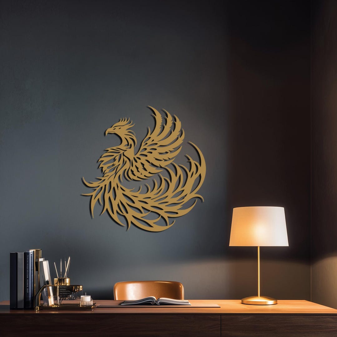 Phoenix Metal Wall Art, Gold Phoenix Sculpture, Abstract Phoenix Design ...