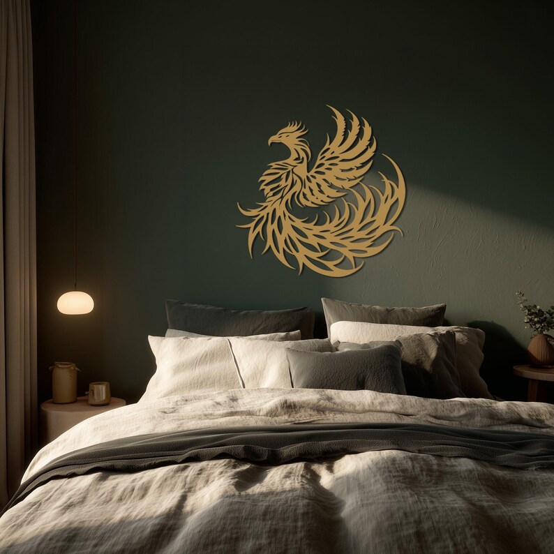 Phoenix Metal Wall Art, Gold Phoenix Sculpture, Abstract Phoenix Design ...