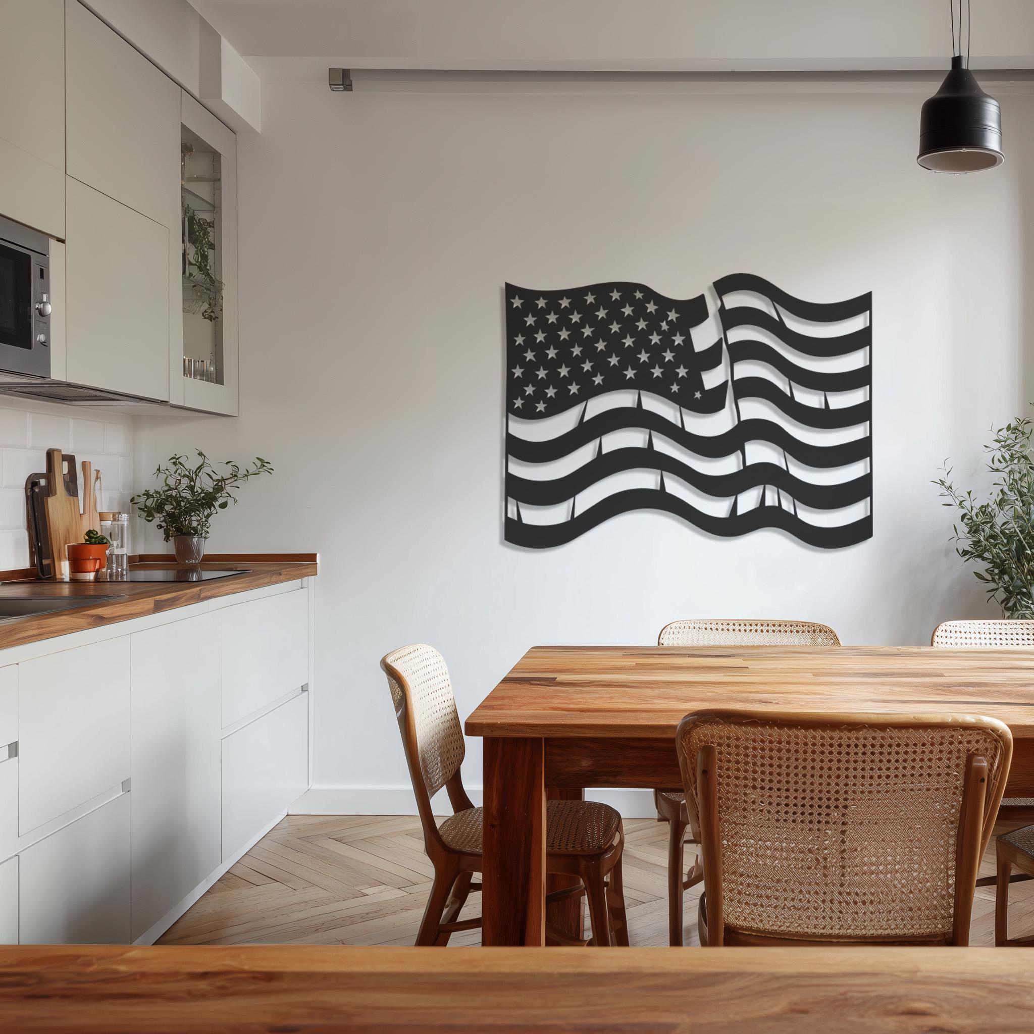 American Flag Metal Wall Art, USA Flag Wall Decor, Patriotic Metal Wall ...