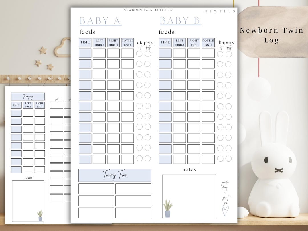 Twin Baby Daily Tracker Printable, Newborn Twin Feeding Log, Twin Baby ...