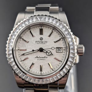 Reloj automático Fitz & Co Silver Bubbly – NH35 mecánico, cristal de zafiro, acero inoxidable