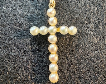 Cultured Pearl Cross Pendant