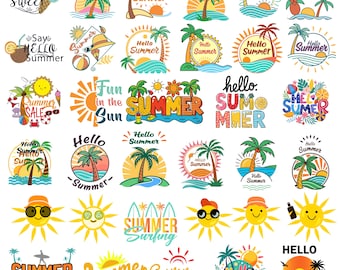 Summer Vibes SVG Bundle, Beach Holiday Designs (Digital Download)