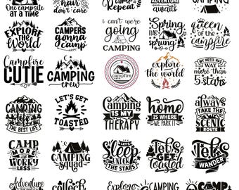 Boho Camping SVG Bundle, Adventure Quotes, Happy Camper Designs (Digital Download)
