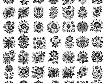svg Bundle | Boho Floral  Bundle | Vintage Wildflower svg | Botanical Flower Clipart | Cricut Cut Files | Silhouette PNG