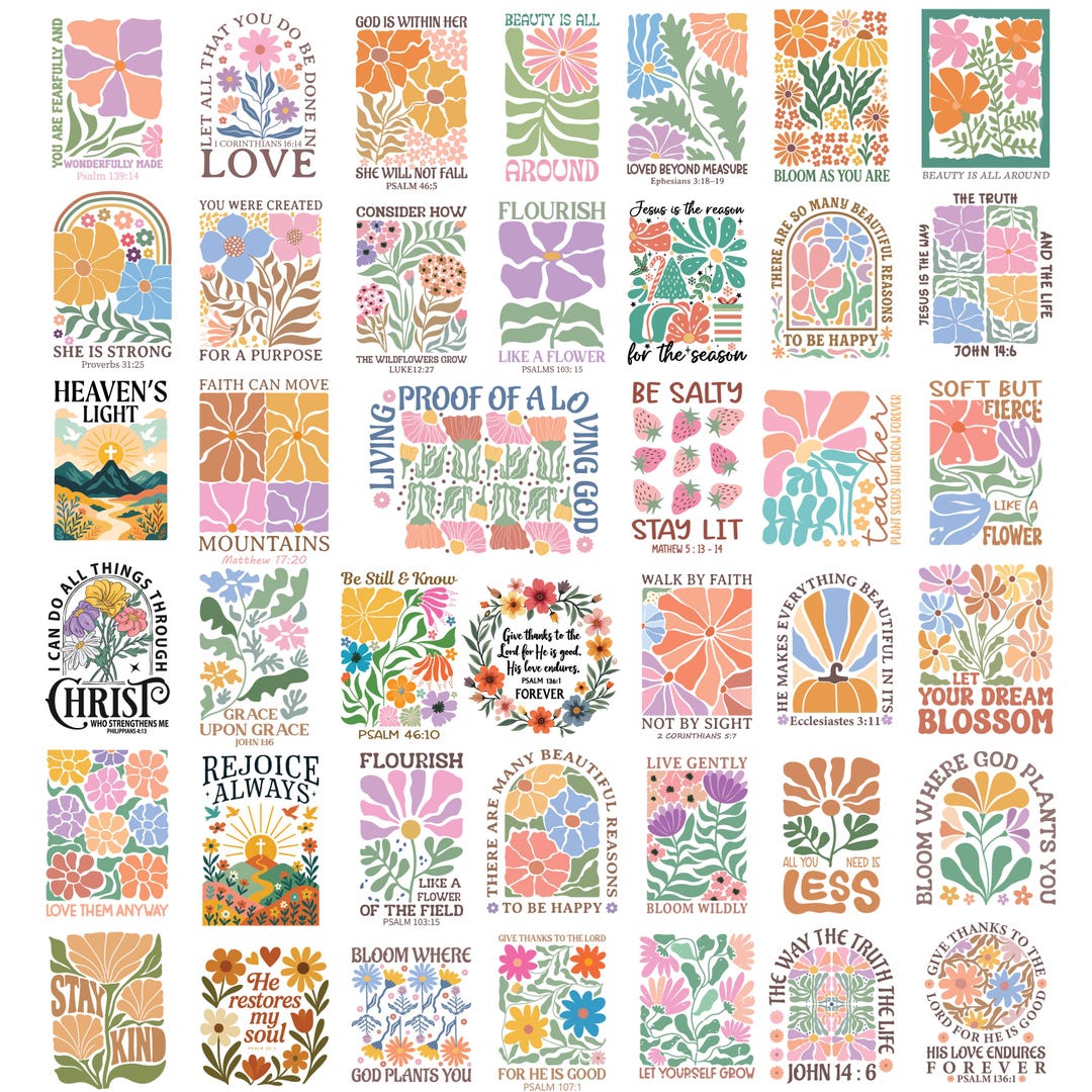 Christian SVG PNG Boho Bundle, Floral Bible Verse Designs, Cricut Ve ...