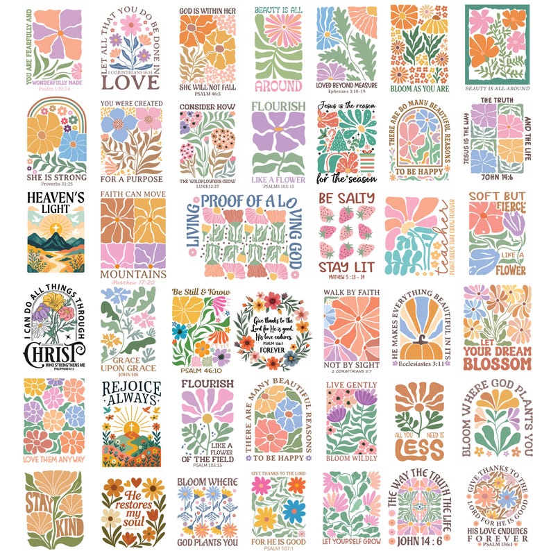 Christian SVG PNG Boho Bundle, Floral Bible Verse Designs, Cricut Ve ...