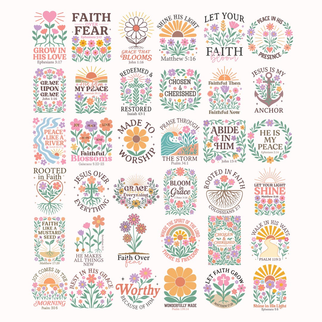 Boho Christian Floral SVG Bundle, Bible Verse Designs (digital Download ...