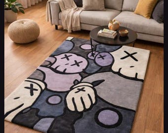 Hypebeast Companion Rug Handtufted Grey Lavender Cartoon Area Carpet Modern Gaming Room Decor