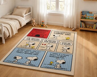 Cute Cartoon Dog Tufted Rug, Comic Style Area Rug, Kids Room Carpet, Playroom Decor, Fun Character Bedroom Rug