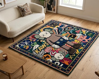 Premium KAWS Hand Tufted Rug Made to Order 8x10 9x12 10x14 Custom Size Hypebeast Living Room Decor Area Carpet Free Delivery Fast Service