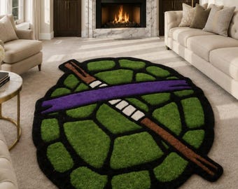 Turtle Shell Plush Rug | Cartoon Reptile Shaped Carpet, Kids Room Decor