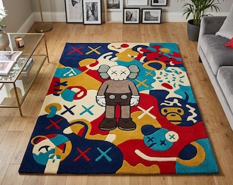 Premium KAWS Hand Tufted Rug Made to Order 8x10 9x12 10x14 Custom Size Hypebeast Living Room Decor Area Carpet Free Delivery Fast Service