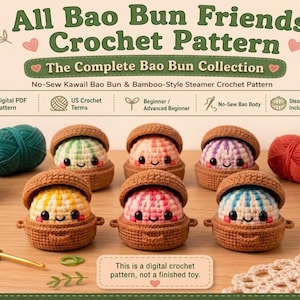 Virkmönster för Bao Bun utan syning: Kawaii Amigurumi Matplysch (PDF-nedladdning)
