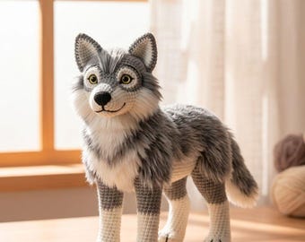 オーダーメイドの大きな大人のオオカミのぬいぐるみ、ぬいぐるみ