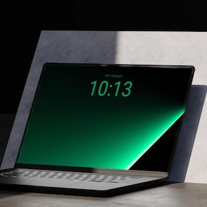 Neon Ray Emerald Glow Desktop Wallpaper, Dark AMOLED Light Beam Background, Minimal Green Aesthetic PC & Laptop Wallpaper