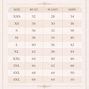May include: A size chart with measurements for bust, waist, and hips in inches. Sizes range from XXS to 4XL, with bust measurements from 32 to 48 inches. The brand name "SAANVIRA" is at the bottom.