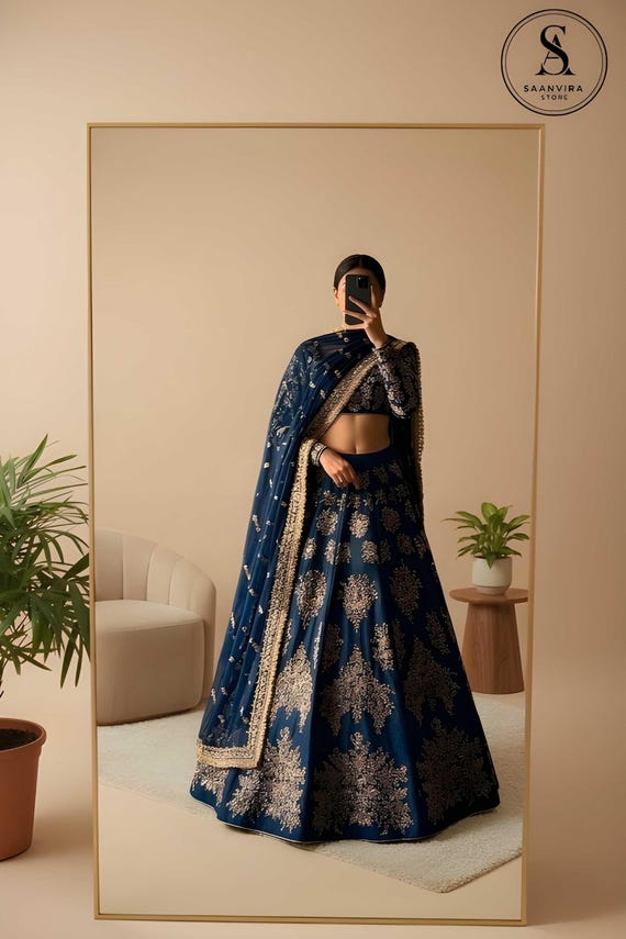 Premium Blue Thread & Sequins Embroidered Lehenga Choli,Bridesmaid Lhenega , Indian Wedding Wear lehengas,Blue Lehenga