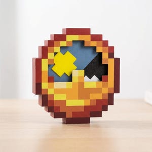 Reloj de píxeles de bloque con ciclo de día y noche de 24 horas, impreso en 3D, para escritorio, pared, decoración de mesa para amantes de los videojuegos, estilo Minecraft