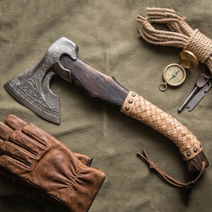 Custom Hand Forged Viking Hatchet Camping Axe