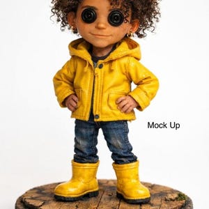 Figura de muñeca personalizada inspirada en Coraline, impresa en 3D con ojos de botón y pintada a mano. imagen 3
