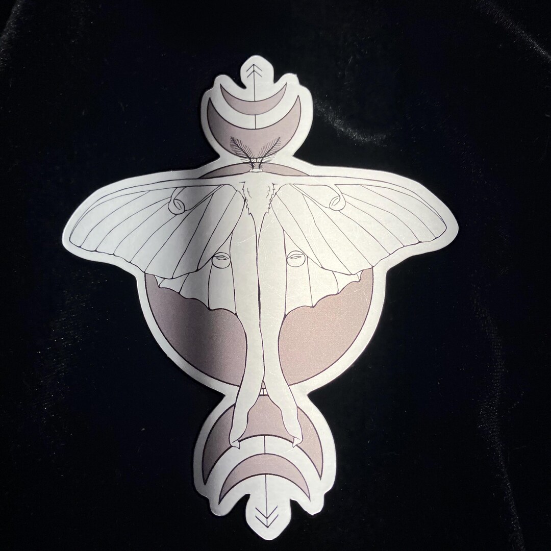 Moon Phase Luna Moth Vinyl Sticker. - Etsy