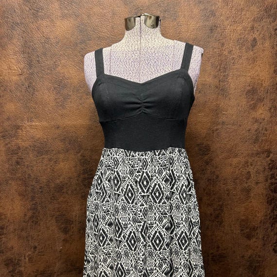 MUDD Medium Maxi Aztec Pattern Black Bodice Cross… - image 2