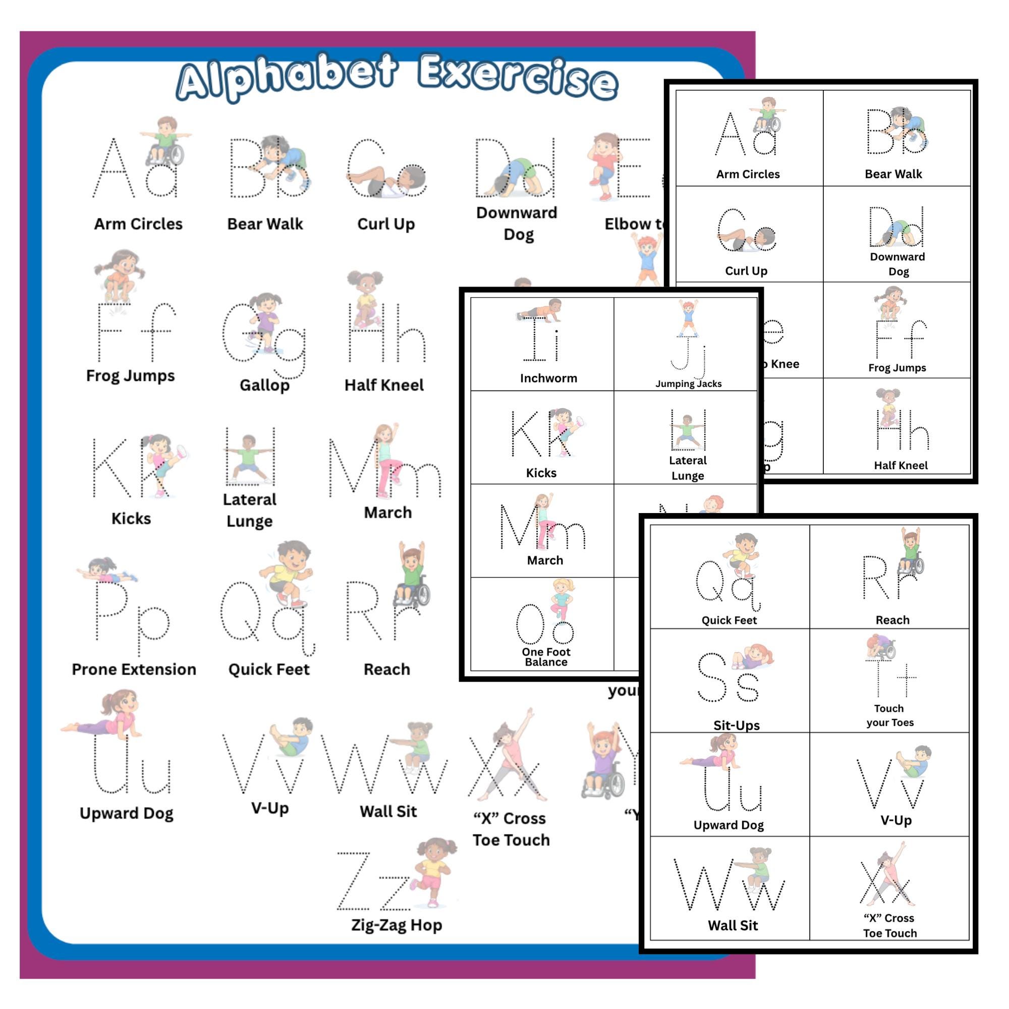 Alphabet Exercise: Poster & Cut-and-play Cards | Abcs, PT, OT ...