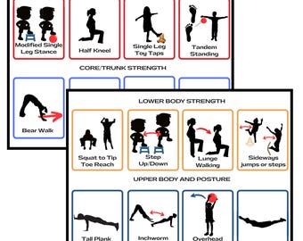 Exercise Cards for Kids Printable | Gross Motor Activity | Pediatric OT, PT Materials | Movement Game