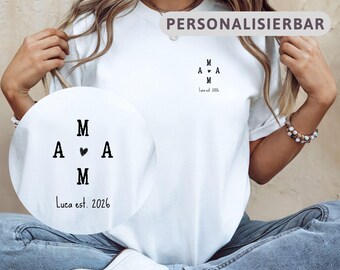 Mama Shirt personalisiert mit Name & Jahr – Mama Est 2026 T-Shirt – Geschenk zur Geburt – Mama Geschenk – Custom Mom Shirt