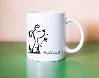Hundemensch Mug – Cute Doodle Dog Coffee Cup – Gift for Dog Lovers – Dog Mom Mug – Funny Pet Lover Gift